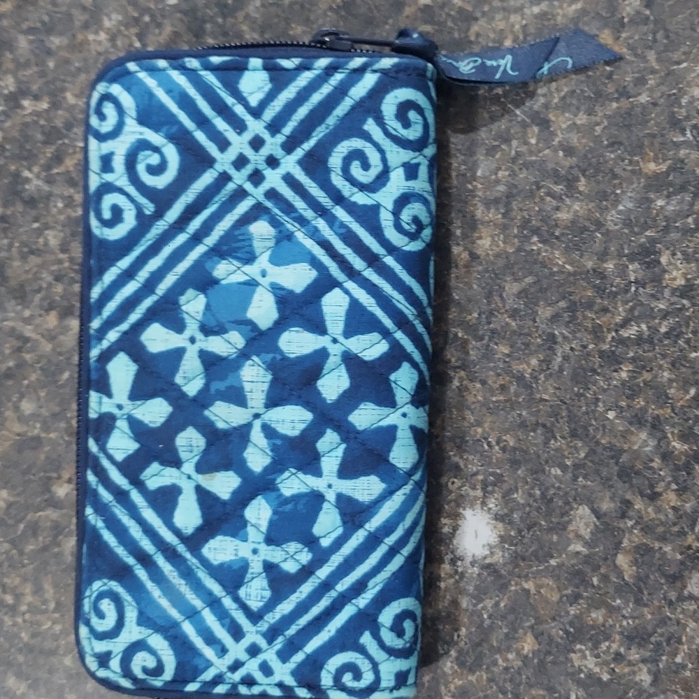 Vera Bradley zip long wallet aqua blue color